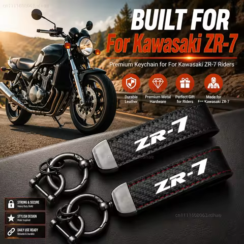 High-Grade Leather Motorcycle Keychain Holder Keyring Accessories For Kawasaki ZR-7 / S ZR7 ZR7S 199