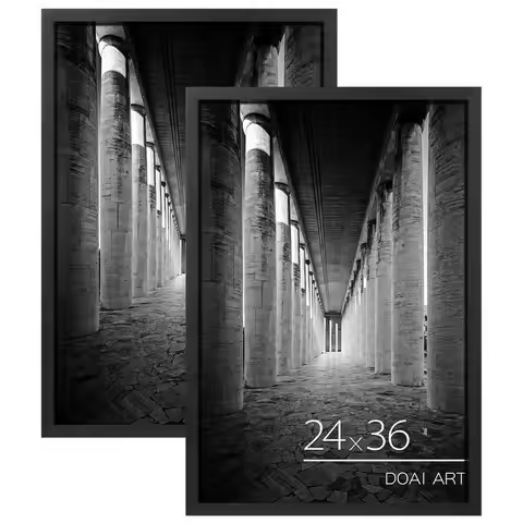 24x36 Poster Frame Black 2 Pack, Poster Frames 24 x 36 inches or 24x36 Picture Frames with HD Plexig