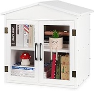 Exttlliy Outdoor Library Outdoor Book Box Storage Small Wooden Cabinet Little Literature Box for Nei