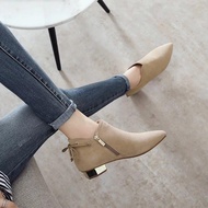Women Boots Women Martin Boots Large Size Women's Boots Thick Heel Short Boots Pointed Suede Women's