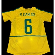 Soccer Jersey Blockcore Brazil 2002 Home Short Sleeve Shirt Name Set R.CARLOS 6