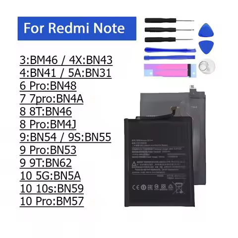 For Xiaomi Redmi Note 3 4X 4 5A 6 Pro 7 7pro 8 8T 9 9S 9 9T 10 5G 10 10s BN43 BN31 BN48 BN4A BM4J BN