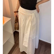 92CM LONG A-LINE SKIRT WITH 2-LAYER BOW TIE IN POPLIN COTTON FABRIC BASIC STYLE EASY TO MIX AND MIX 