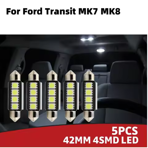 5Pcs Car Boot Bulb Replacement For Ford Transit MK7 MK8 Cabin Dome Interior LED White C5W Light Fest