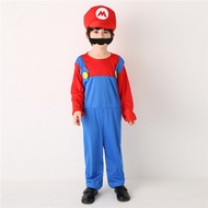 KD3 ชุดเด็ก ชุดมาริโอ มาริโอ มาริโอ้ Dress for Children Mario Suit Super Mario Costume Party Game Cosplay Fancy Fancy Outfit