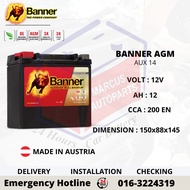 BANNER RUNNING BULL AGM AUX14 | 512 14 AUTOMOTIVE BACK UP BATTERY