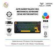 AULA AU75 Gaming Keyboard, Tri-Mode BT5.0/2.4G/USB-C Mechanical Keyboard, Hot Swappable RGB Backlit 