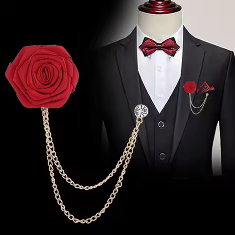 New Men And Women Emcee Pectoral Accessories Suit Accessories Encrypted Rose Brooch Tassel Chain H13