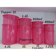 Tupperware One Touch Canister & Topper & Mosaic (1.25L to 4 .3L) New Pink One Touch