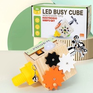 Kids Toys Wooden LED Switch Busy Block Montessori Busy Board Educational Toys