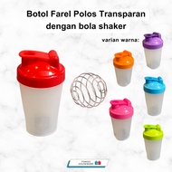 SET 2 in 1 Farel Bottle + Plain Clear Shaker Ball with Color Cap 400ml 6 Colors | Drinking Bottle + 