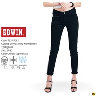 EDWIN Brand Ladies Curvy Skinny Stretchable Super Black Jeans ( 7537-7087 )