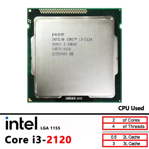 Intel Core i3-2120 Used i3 2120 3.3 GHz Dual-Core CPU 3M 65W LGA 1155