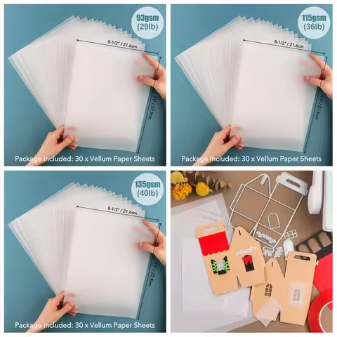30 Sheets Vellum Paper 8.5x11inch Frosted Smooth Vellum Paper Sheets Translucent Paper Tracing Vellu