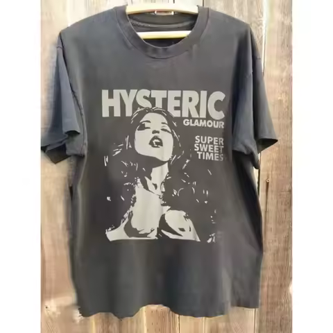 Hysteric Glamour Super Sweet Times T-Shirt Men Vintage Girl Graphic Tee Retro Streetwear Pop Art Pri