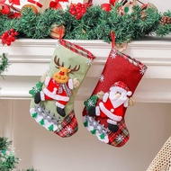 New Christmas Santa Stockings Linen Claus Sock Gift Kids Candy Bag Snowman Deer Pocket Hanging Xmas Tree Ornament New Year