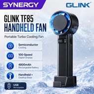 GLINK TF85 Handheld Turbo Fan 100-Level Wind Speed Semiconductor Cooling 4800mAh USB Rechargeable Di