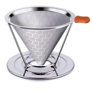 Pour Over Coffee Filter Stainless Steel Cone Coffee Dripper Coffee Maker Honecomb Design