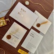 SCENTED CREAM WEDDING CARD - LUXURY SAVE THE DATE NEEDLE PRESSED