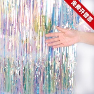 Laser Rain Silk Glare Rainbow Gorgeous Rain Silk Curtain Birthday Party Scene Layout Rain Silk Curta