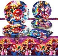 Fuyhiuous Mario Move Party Supplies 41Pack include 20 plates, 20 napkins 1 tablecloth for Mario Move birthday party Decoration