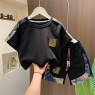 3-hole summer clothing Set for boys 4-14 years old, short sleeve Set for boys 14-45kg, R-shaped mode