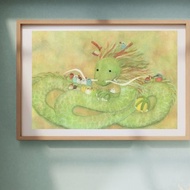 A4 小鳥たちと龍 竜 ドラゴン 日本 セキセイインコ スズメ 小鳥 鳥 野鳥