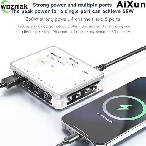 AIXUN PF26 Smart USB Digital Display Lightning QC 3.0 260W For iPhone Samsung Huawei Xiao VIVO OPPO 
