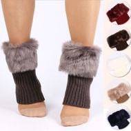 Fur Foot Sock Turn-over Short Boots Set Knitted Fur Leg Warmer Short Wool Shoe Cover Christmas Fur B