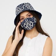 -Mask + Bucket Hat Unisex Ethnic Woven Hat Ikat Dakara Indonesia - Navy