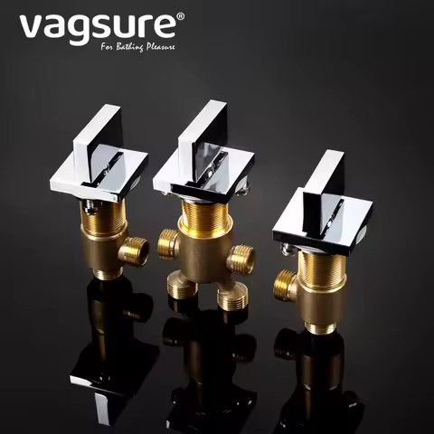 Split 3 Piece Bathtub Faucet Solid Brass Tub Faucet Mixer Waterfall Shower 2 Way Diverter Square Sha