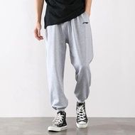 Li Ning Sweatpants Light Gray Men Autumn New Style Cotton Sweatpants Cuffed Trousers All-Match Casua
