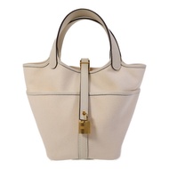 HERMES Swift皮革/帆布Picotin PM金扣手挽袋