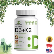 Deal Supplement Vitamin D3 + K2 (D3 5000 IU & K2 MK7 100 mcg Promotes Heart Bone