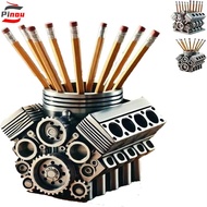 PINOU Desk Organizer, Crafts Fun Engine Block Pen Holder, Enthusiasts for V8 Engine Ornaments Engine