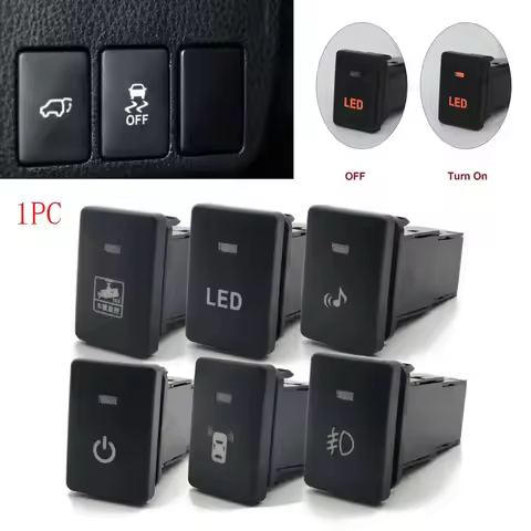 Car Orange LED Light fog lamp Radar Folding mirror Music Switch Button For Toyota Land Cruiser PRADO