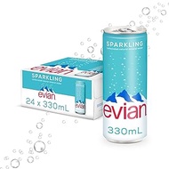 Evian Sparkling Carbonated Natural Mineral Water Can 24 x 330ml Case