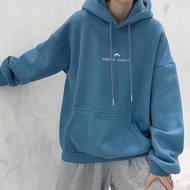 Korean Unisex Couple Hoodie - Oversized Crescent Print - M-8XL Loose Streetwear