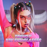 [ใหม่] Cyxus One-piece Lens Y2K Future Style Shades For Women Men Metal Frame PC Lens Non-Polarized 