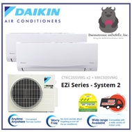 Daikin EZI SERIES System 2 Inverter Aircon R32 Gas - 3 Ticks [MKC50SVMG/ CTKC25SVMG ×2] FREE Installation
