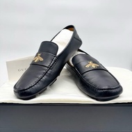 GUCCI/古馳 蜜蜂印花時尚樂福鞋平底鞋，7碼 附件：塵袋