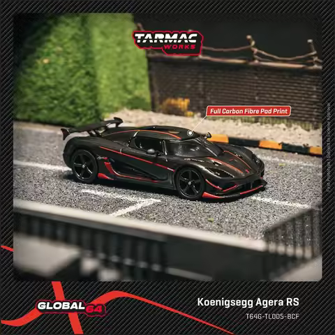 PreSale TW 1:64 Koenigsegg Agera RS Black Carbon Fiber Red Accents Diecast Car Model Collection Toys