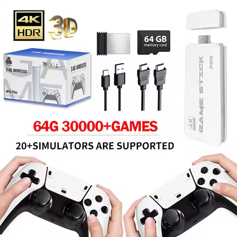 M15 Family GameBox - Wireless Vibration Gamepads, Plug & Play Retro Classics for Multiplayer HD TV G