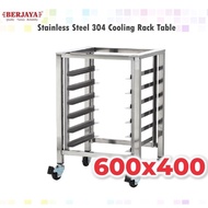 BERJAYA Combi Oven Stand 60x40cm Tray Cooling Rack Table 6 Layers Wheels Commercial SUS 304 Trolley 