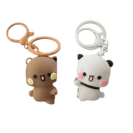YINNY 1 pair การ์ตูน พวงกุญแจหมีแพนด้า Bubu Dudu แม่เหล็ก รูปสัตว์ จี้แพนด้าเยียร์ จี้กุญแจรถ น่ารัก