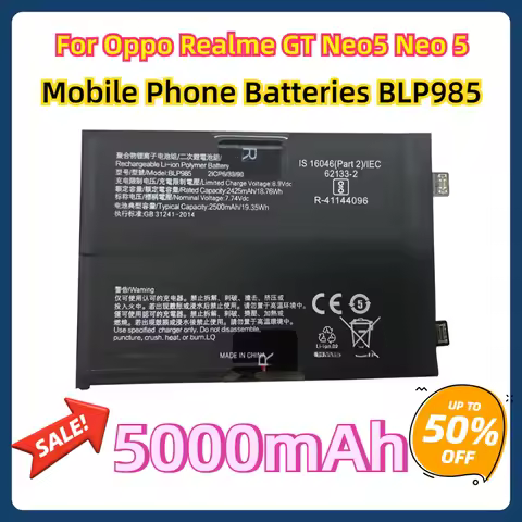 For Oppo Realme GT Neo5 Neo 5 Mobile Phone Batteries BLP985 5000mAh Battery