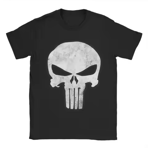 Comic Skull Punisher T-Shirt Unisex 100%Cotton Tops Novelty Skeleton Crewneck Short Sleeve