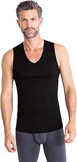 Clean-Cut Men's Sleeveless V-Neck Undershirt - Invisible Men's Base Shirt with Laser-Cut Finish - Se