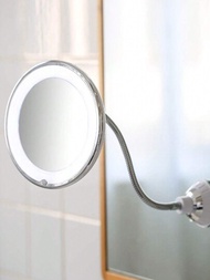 浴室化妝鏡，搭配LED燈，10倍放大，觸控調光，附吸盤可壁掛，適用於酒店和家庭