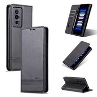 全城熱賣 - 適用於小米 紅米 K60 / K60 Pro AZNS 磁吸牛紋左右開手機皮套（黑色）